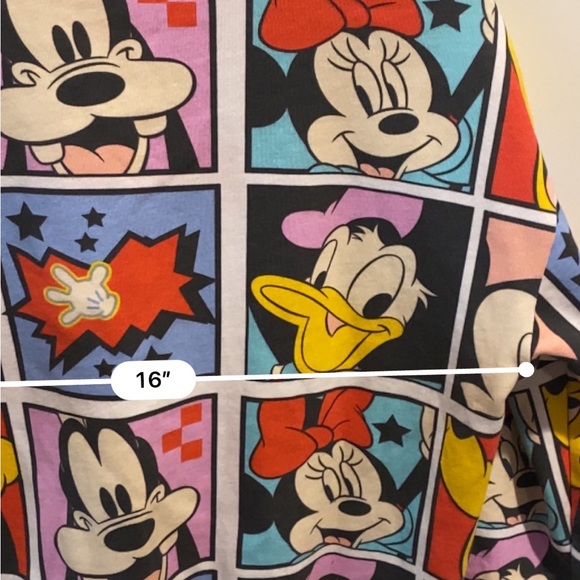 Disney Mickey and Co Mickey colorful comic grid crew neck red sweatshirt sweater - Picture 8 of 9